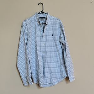 Ralph Lauren white and blue plaid dress shirt
